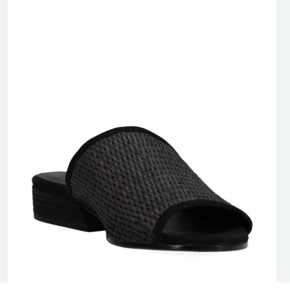 Eileen Fisher Charcoal Noco Raffia Slide Sandals